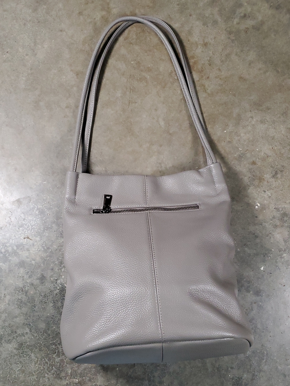 Iswee Gray Pebble Leather Tote Purse Hobo Purses Satchel Shoulder Bag Bucket Bag